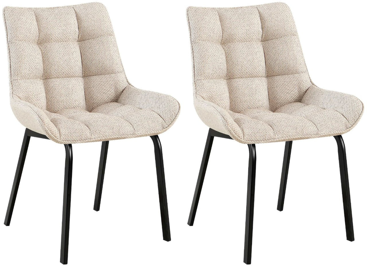 Set van 2 eetkamerstoelen Saranda ivoor,Stof elfenbein