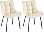 Set van 2 eetkamerstoelen Saranda creme,Fluweel creme
