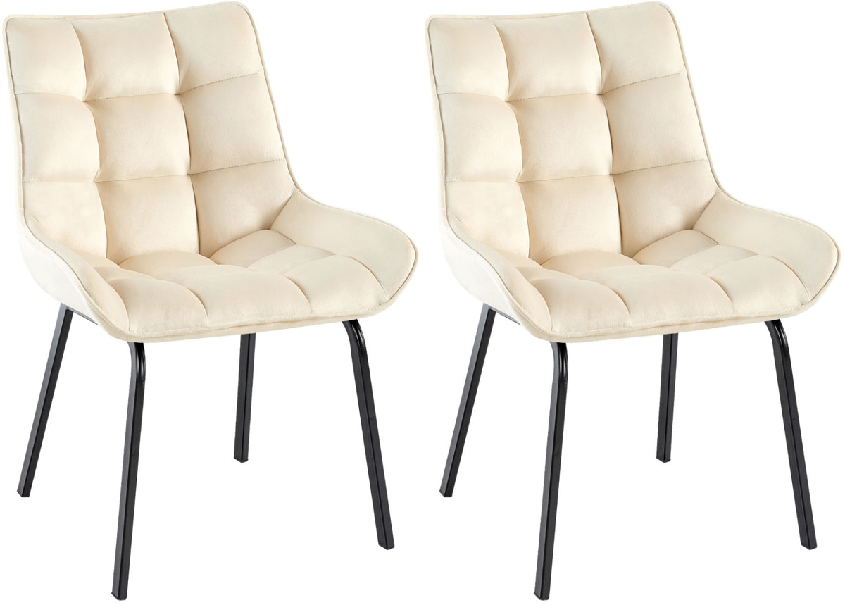 Set van 2 eetkamerstoelen Saranda creme,Fluweel creme