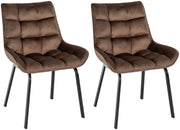 Set van 2 eetkamerstoelen Saranda bruin,Fluweel braun