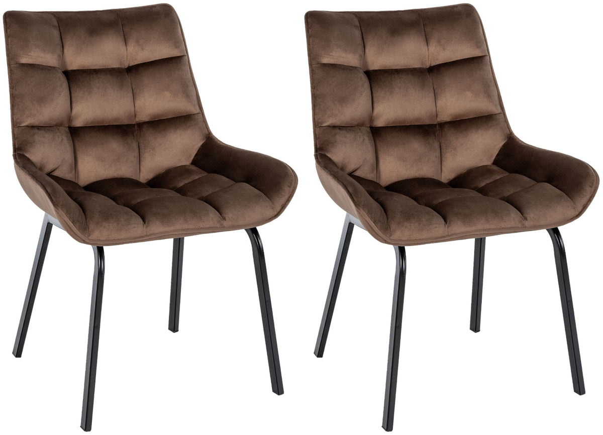 Set van 2 eetkamerstoelen Saranda bruin,Fluweel braun