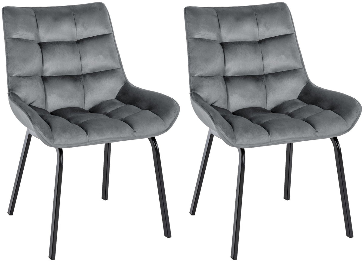Set van 2 eetkamerstoelen Saranda donkergrijs,Fluweel dunkelgrau