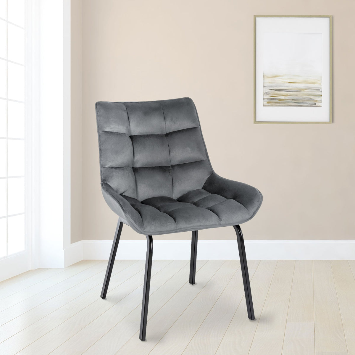 Set van 2 eetkamerstoelen Saranda donkergrijs,Fluweel dunkelgrau