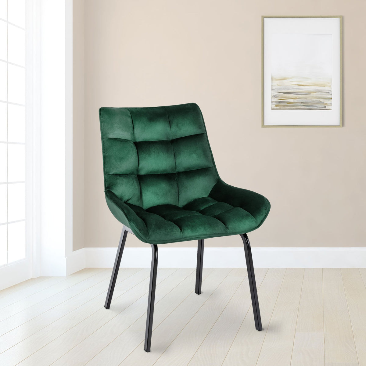 Set van 2 eetkamerstoelen Saranda groen,Fluweel grün