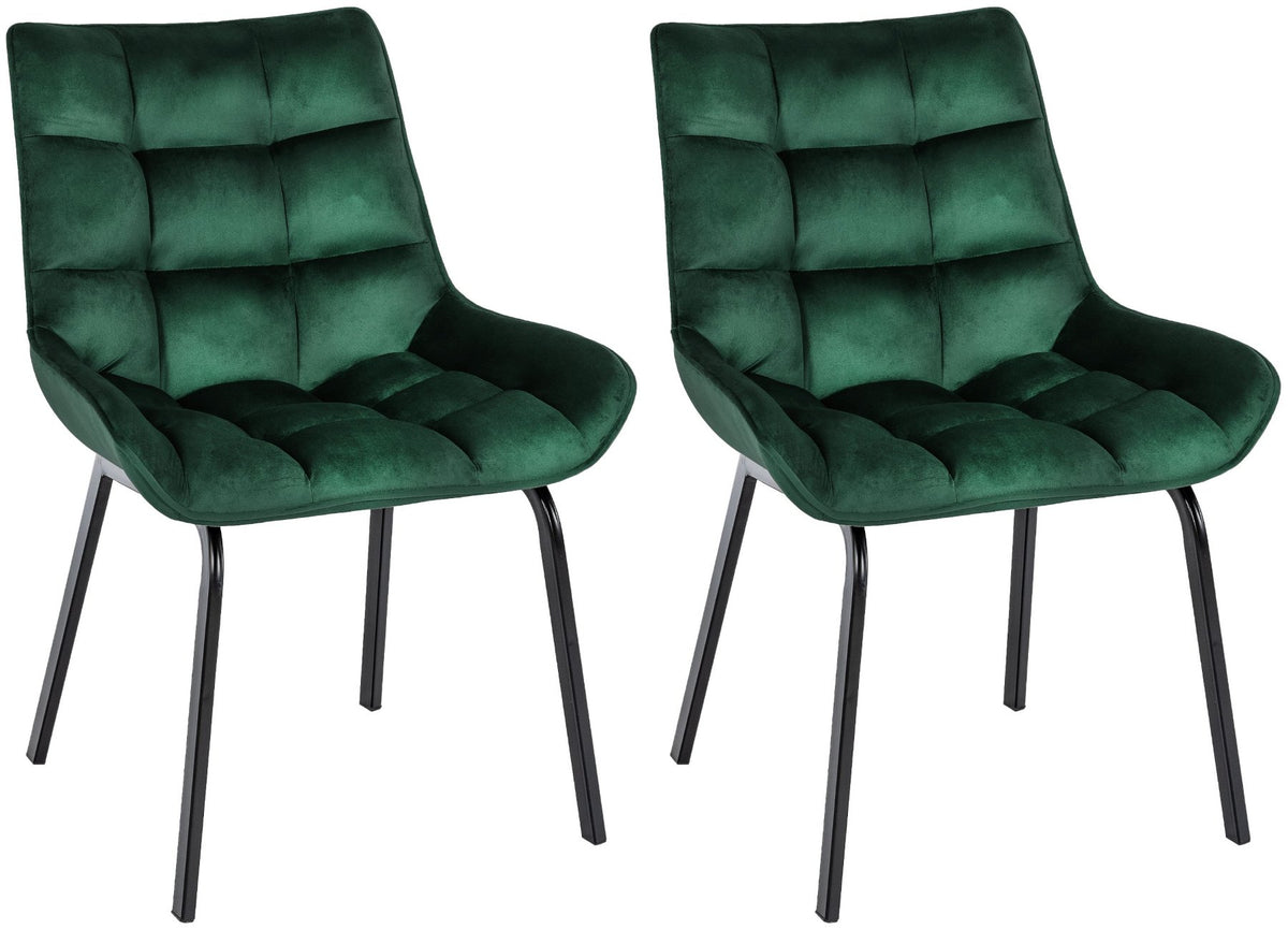 Set van 2 eetkamerstoelen Saranda groen,Fluweel grün
