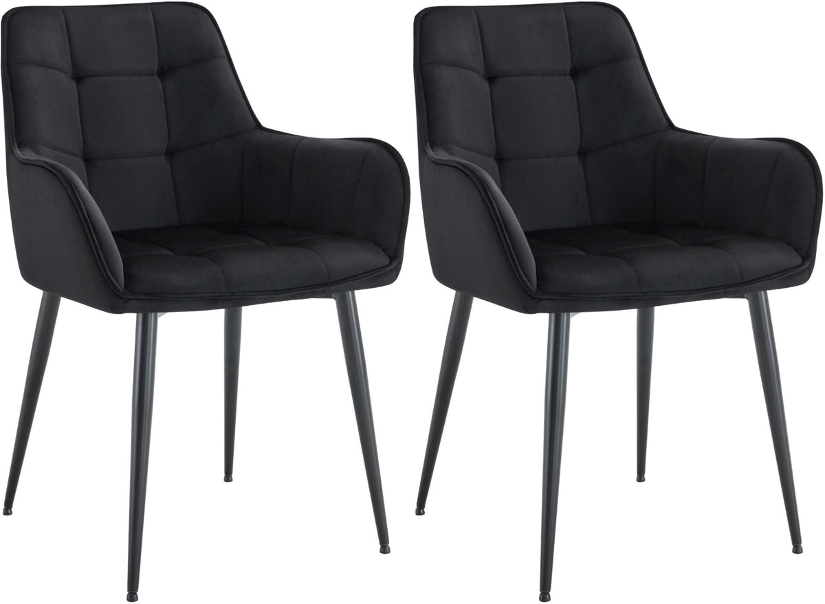 Set van 2 eetkamerstoelen Ferndale fluweel zwart schwarz