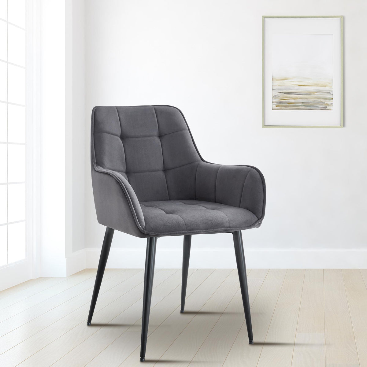 Set van 2 eetkamerstoelen Ferndale fluweel donkergrijs dunkelgrau