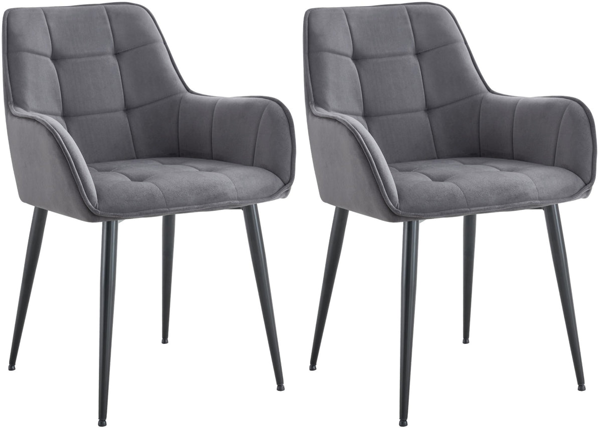 Set van 2 eetkamerstoelen Ferndale fluweel donkergrijs dunkelgrau