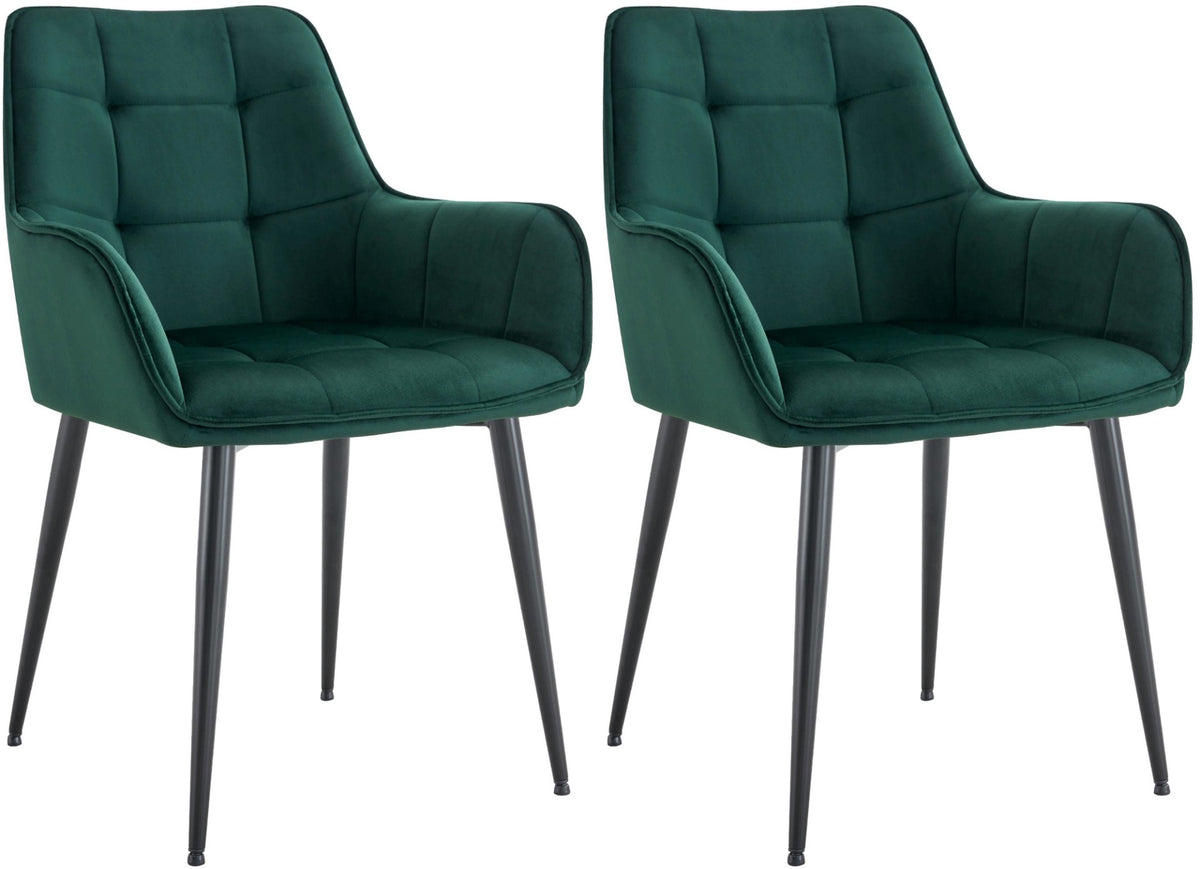 Set van 2 eetkamerstoelen Ferndale fluweel donkergroen dunkelgrün
