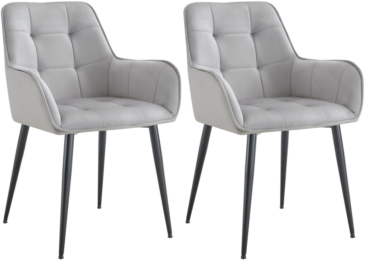 Set van 2 eetkamerstoelen Ferndale fluweel licht grijs hellgrau