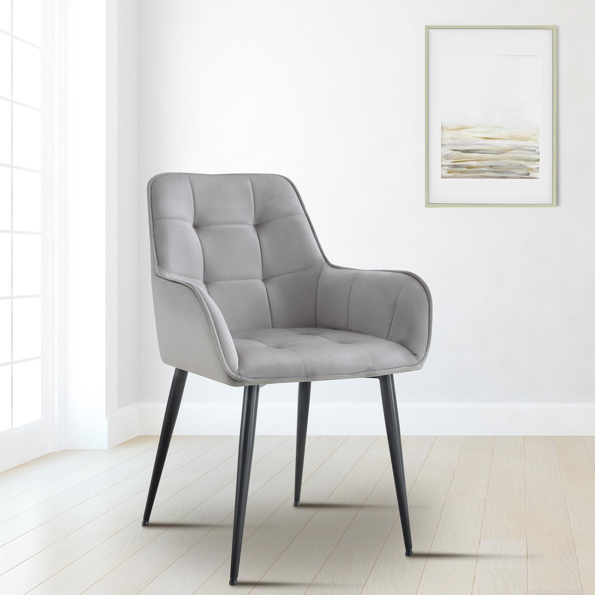 Set van 2 eetkamerstoelen Ferndale fluweel licht grijs hellgrau