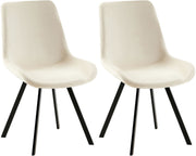 Set van 2 eetkamerstoelen Lewes fluweel creme creme