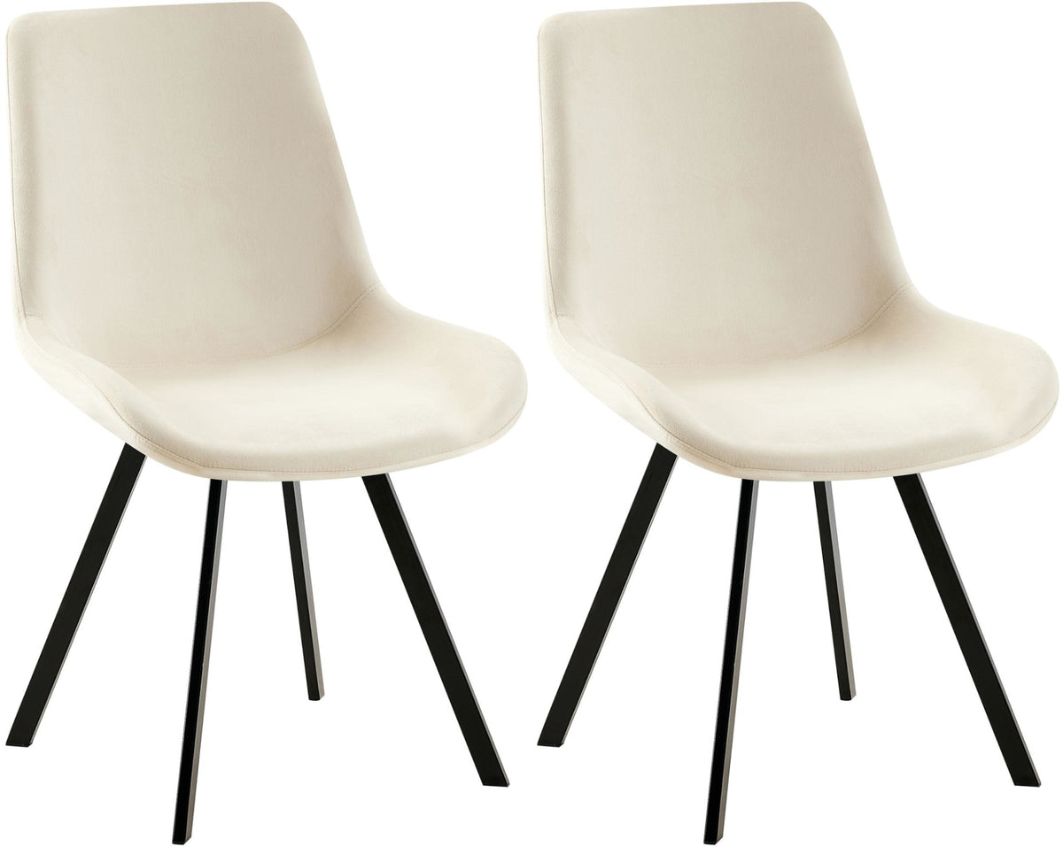 Set van 2 eetkamerstoelen Lewes fluweel creme creme