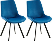 Set van 2 eetkamerstoelen Lewes fluweel donkerblauw dunkelblau