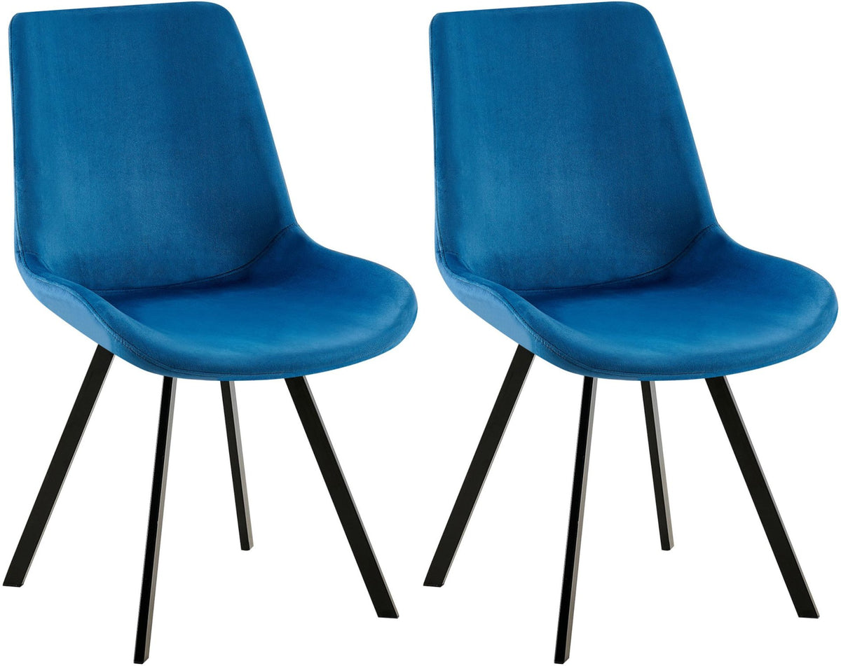 Set van 2 eetkamerstoelen Lewes fluweel donkerblauw dunkelblau