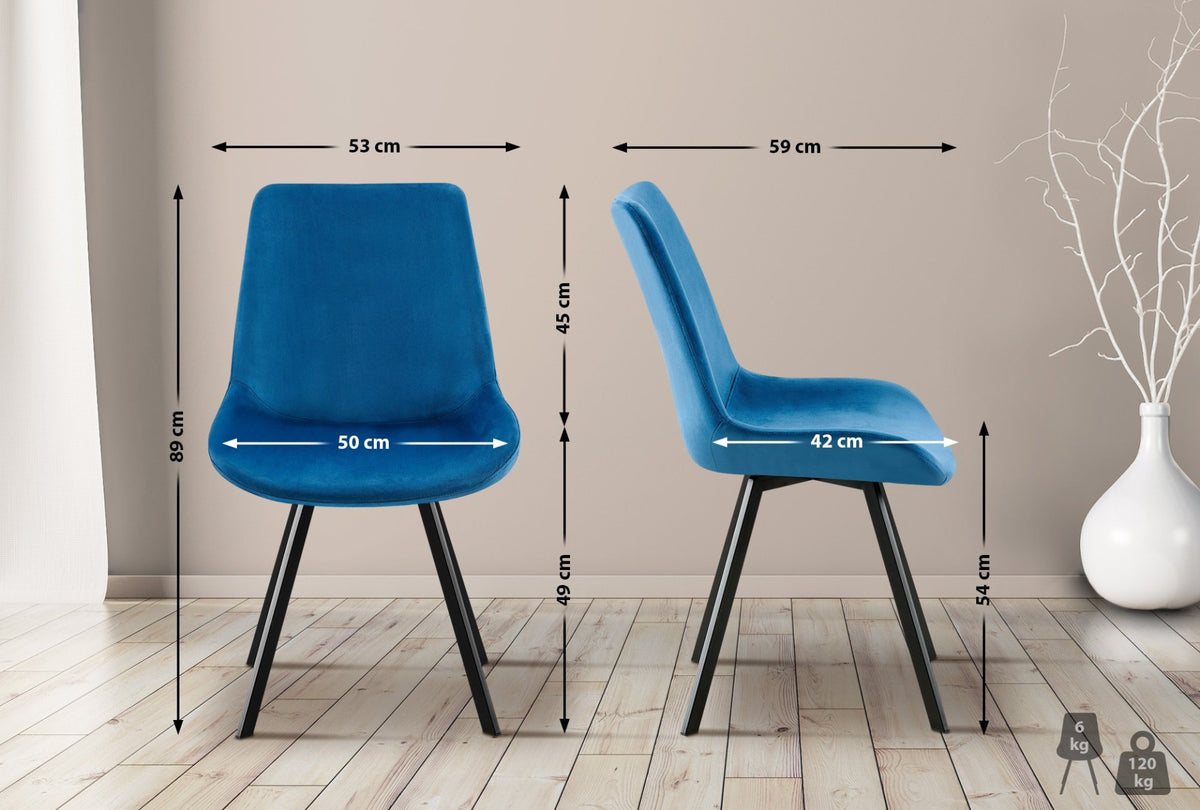 Set van 2 eetkamerstoelen Lewes fluweel donkerblauw dunkelblau