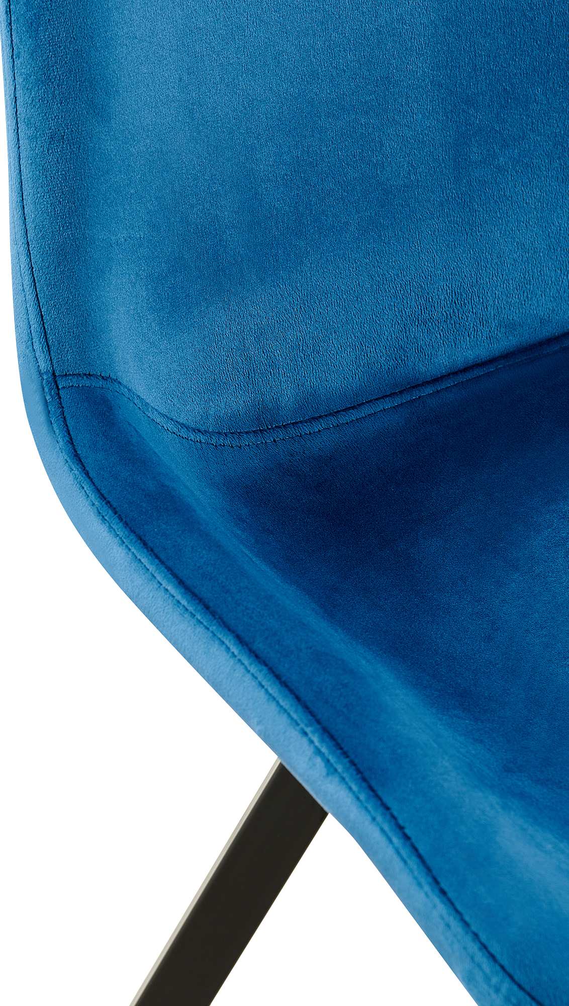 Set van 2 eetkamerstoelen Lewes fluweel donkerblauw dunkelblau