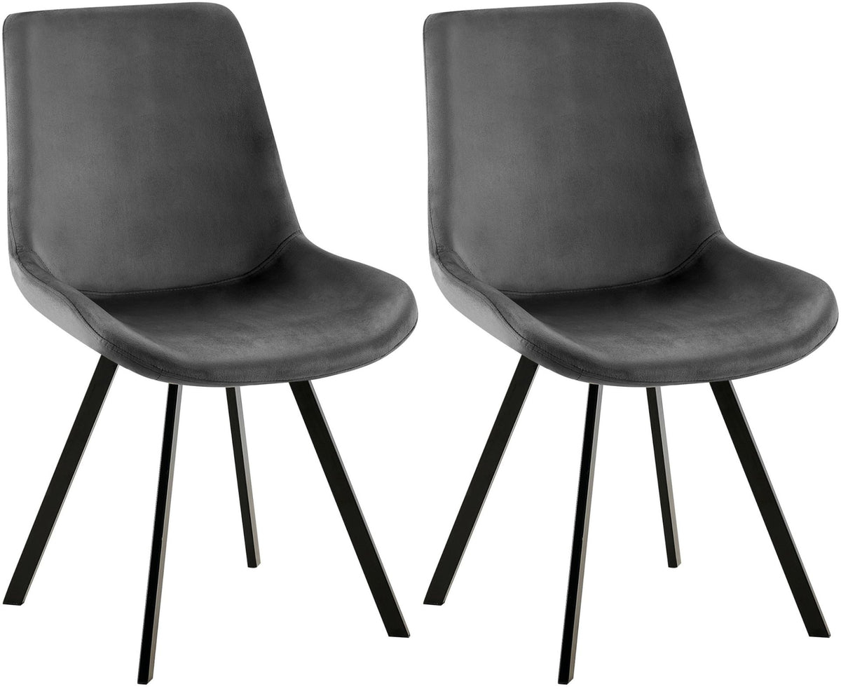 Set van 2 eetkamerstoelen Lewes fluweel donkergrijs dunkelgrau