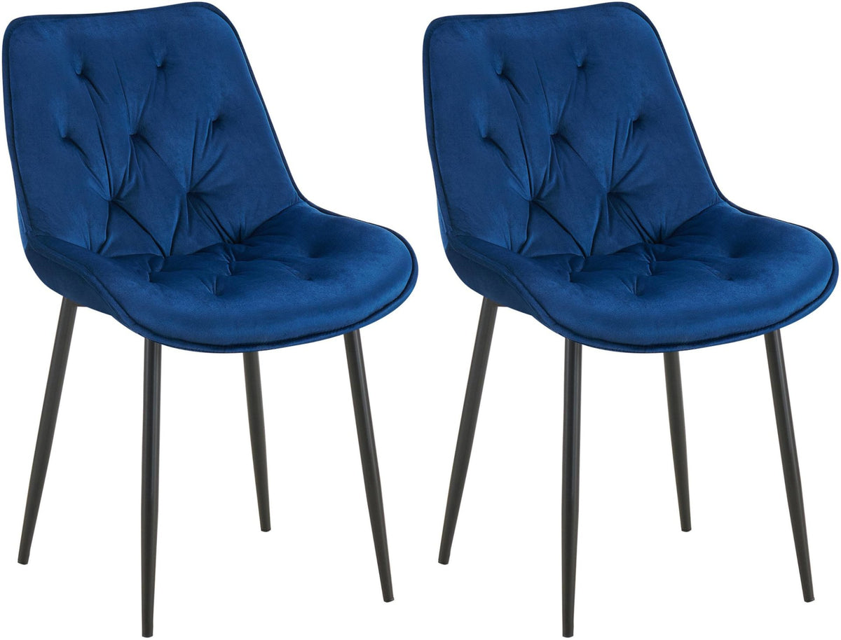 Set van 2 eetkamerstoelen Wallace fluweel blauw blau