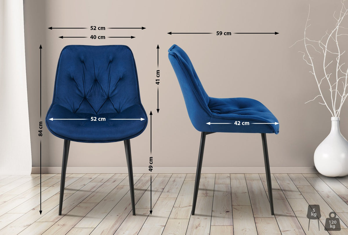 Set van 2 eetkamerstoelen Wallace fluweel blauw blau