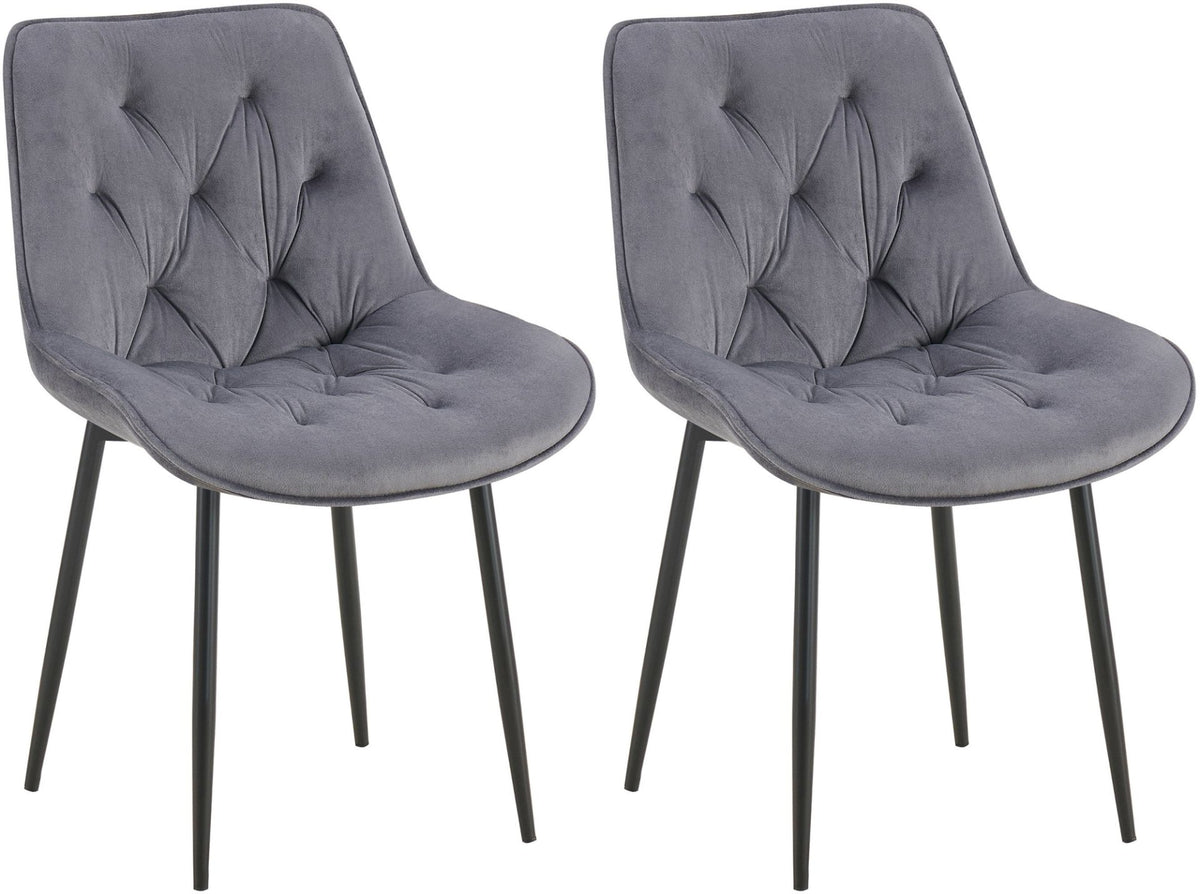 Set van 2 eetkamerstoelen Wallace fluweel donkergrijs dunkelgrau