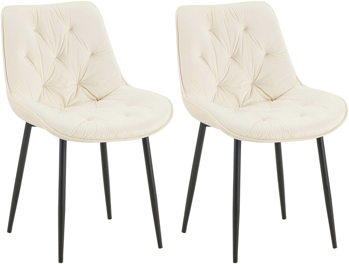 Set van 2 eetkamerstoelen Wallace fluweel creme creme