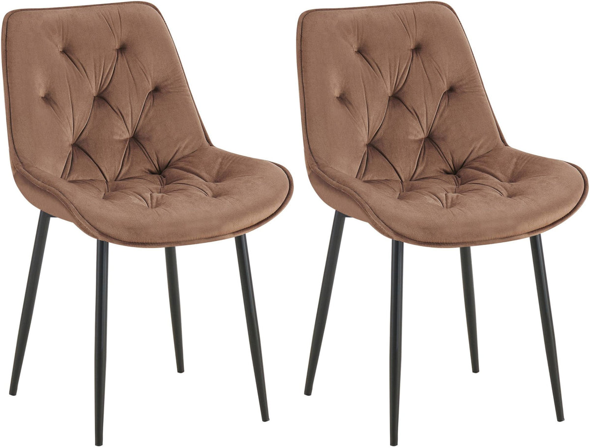 Set van 2 eetkamerstoelen Wallace fluweel bruin braun