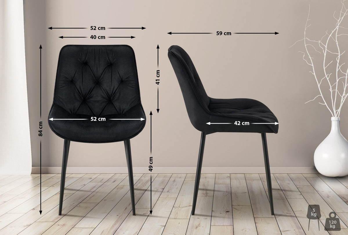 Set van 2 eetkamerstoelen Wallace fluweel zwart schwarz