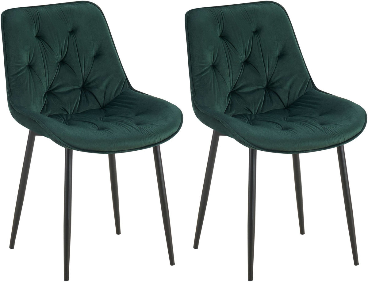 Set van 2 eetkamerstoelen Wallace fluweel groen grün