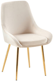 Eetkamerstoel Elmira fluweel creme,Metaal Goud creme