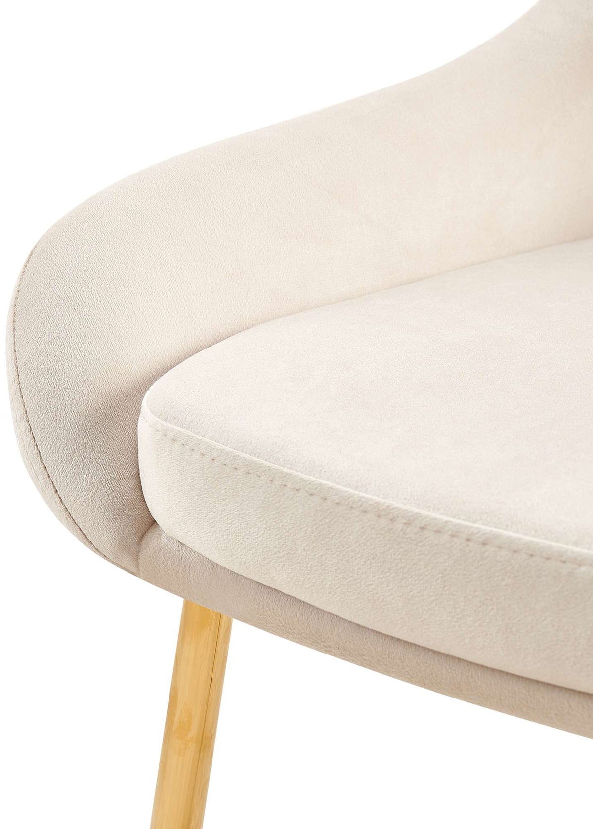 Eetkamerstoel Elmira fluweel creme,Metaal Goud creme