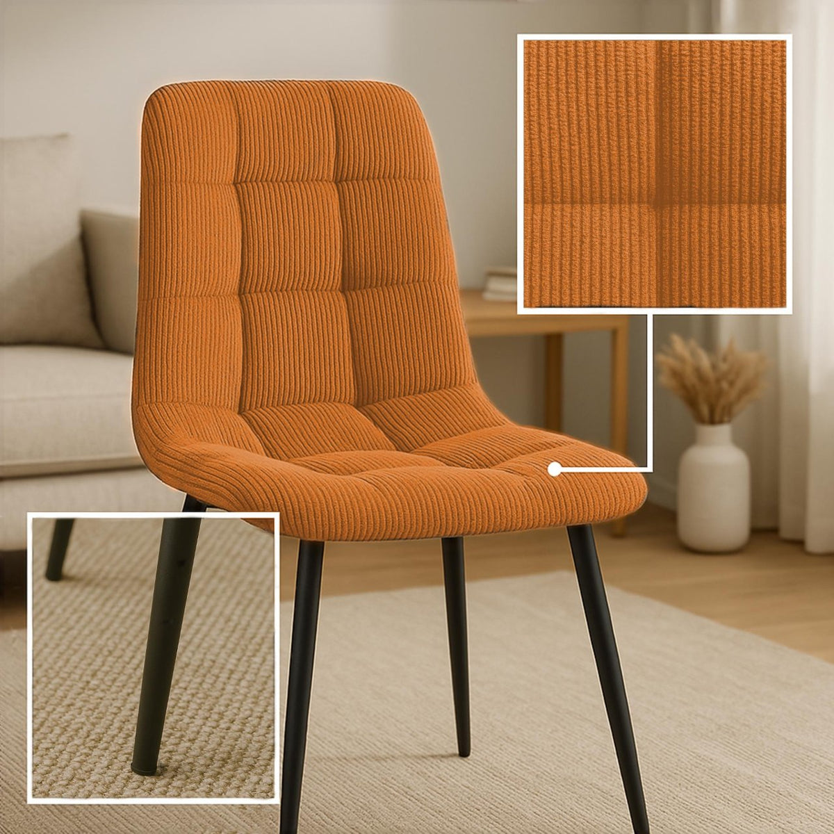 Eetkamerstoel Antibes Corduroy oranje orange