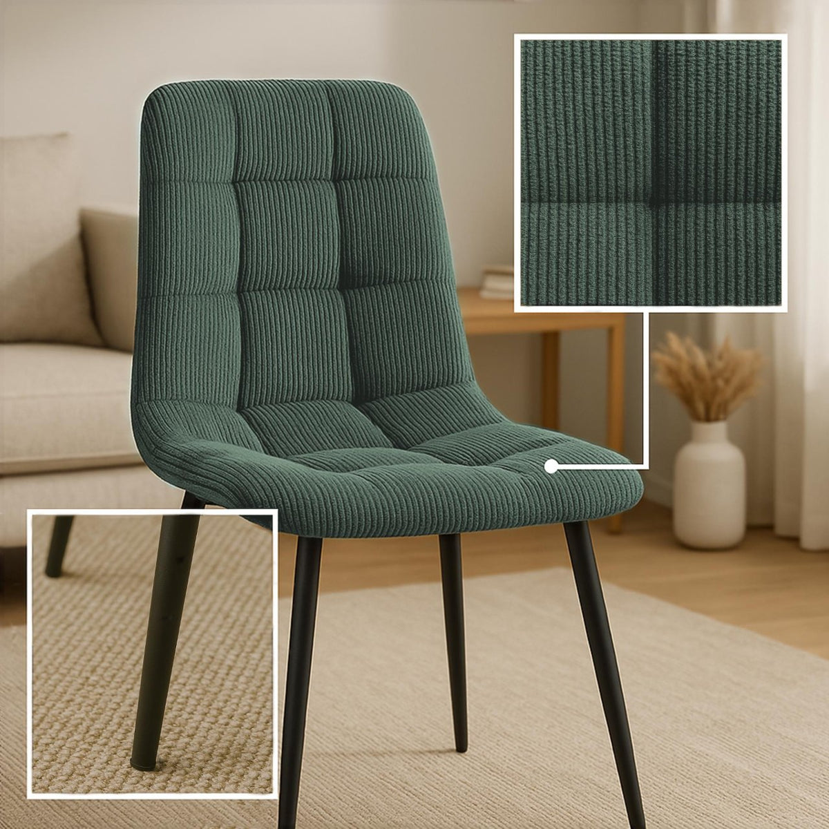 Eetkamerstoel Antibes Corduroy groen grün