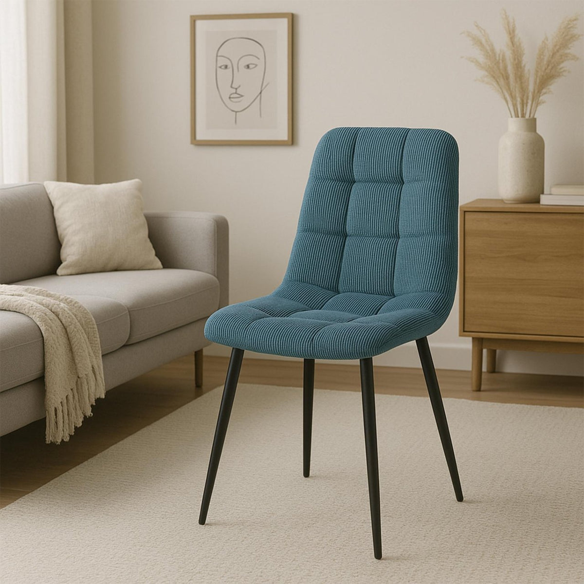 Eetkamerstoel Antibes Corduroy blauw blau