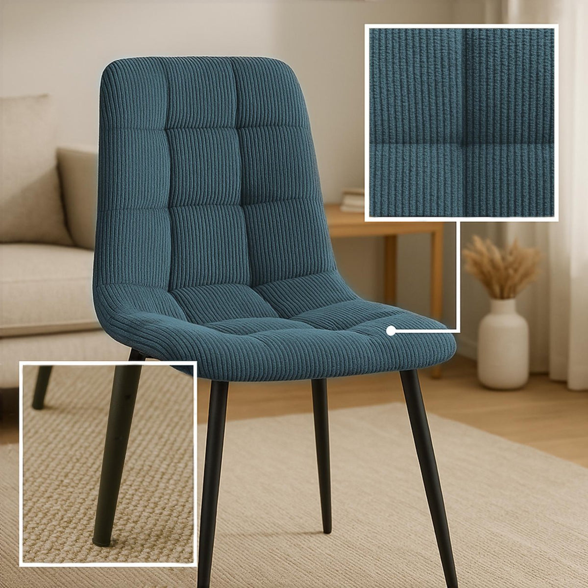 Eetkamerstoel Antibes Corduroy blauw blau