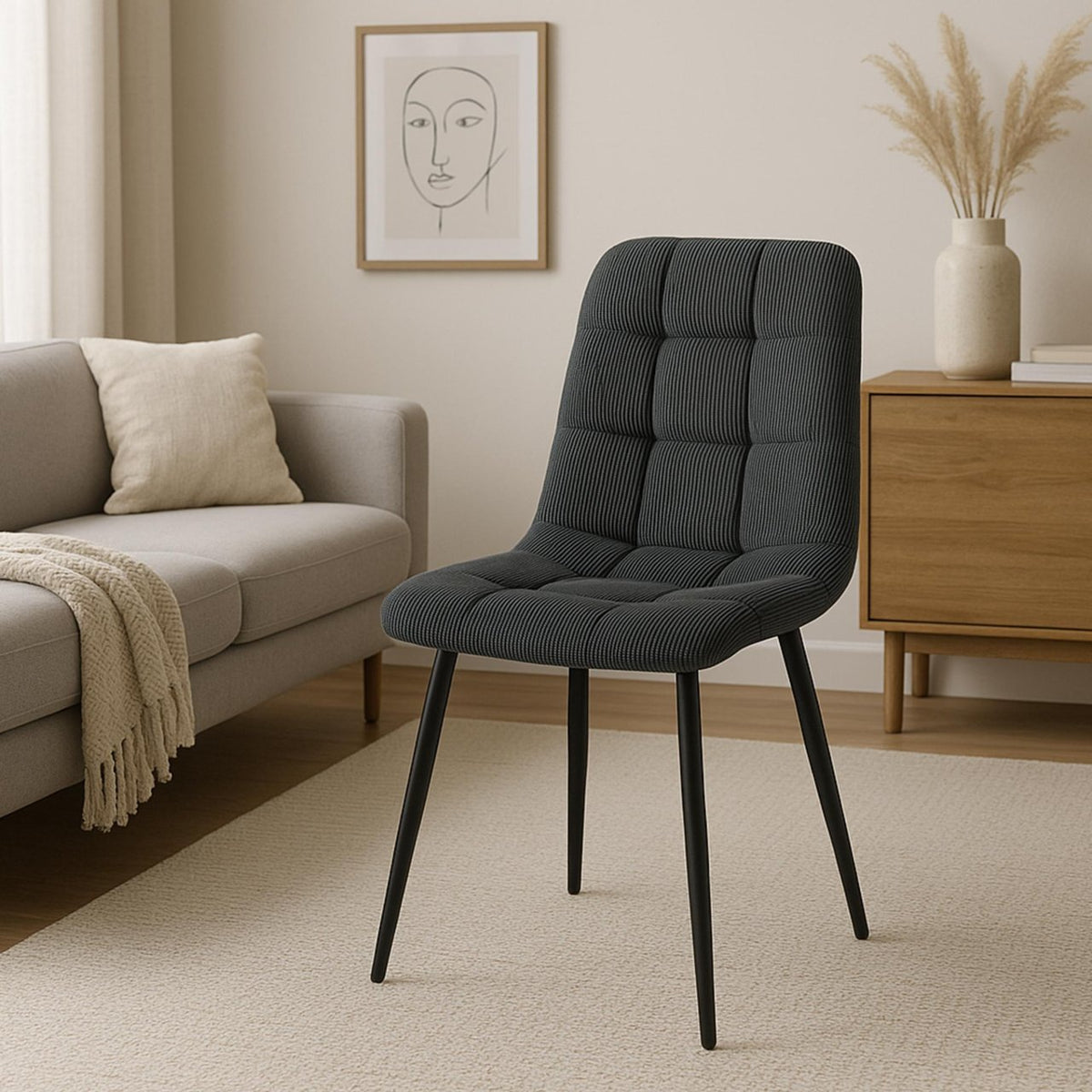 Eetkamerstoel Antibes Corduroy zwart schwarz