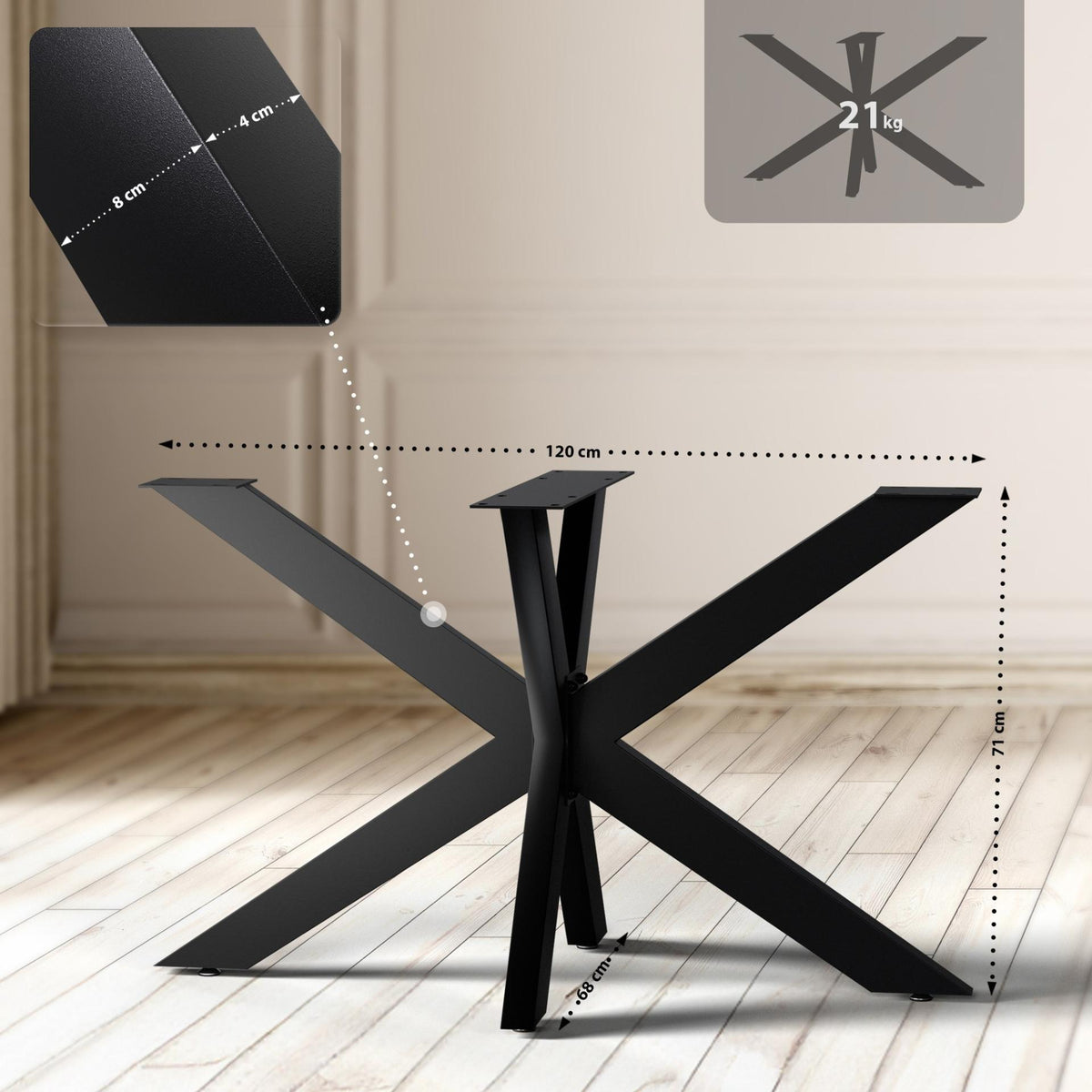 Tafelpoten Hardwick zwart,120x68x71 cm schwarz