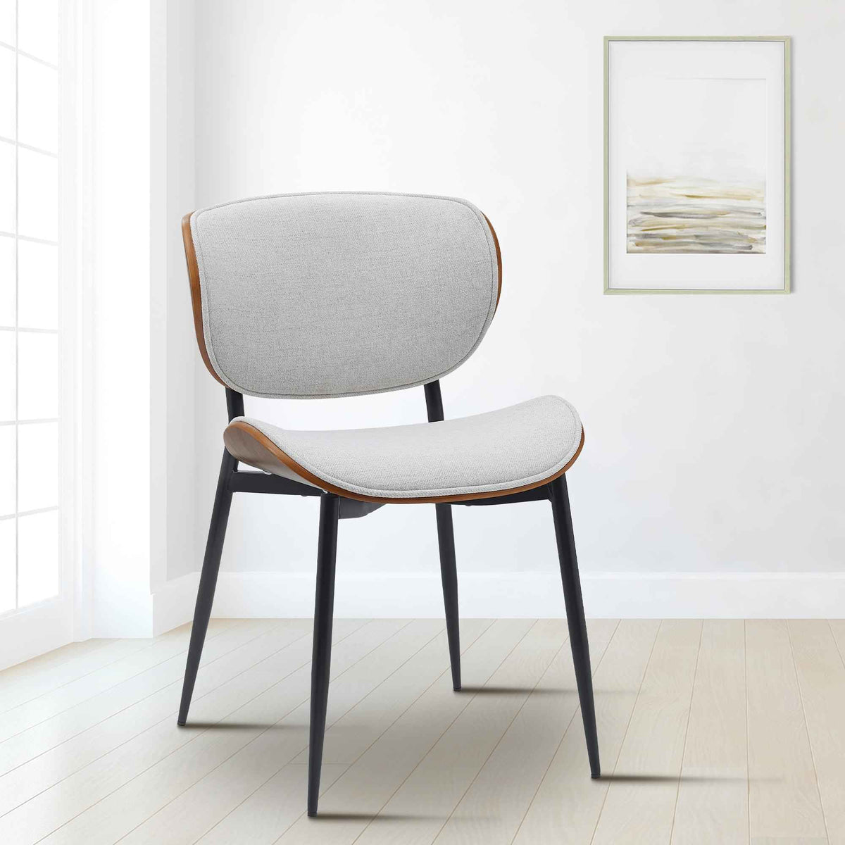 Set van 2 Eetkamerstoelen Enid walnoot/creme,Stof walnuss/creme