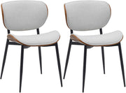 Set van 2 Eetkamerstoelen Enid walnoot/creme,Stof walnuss/creme