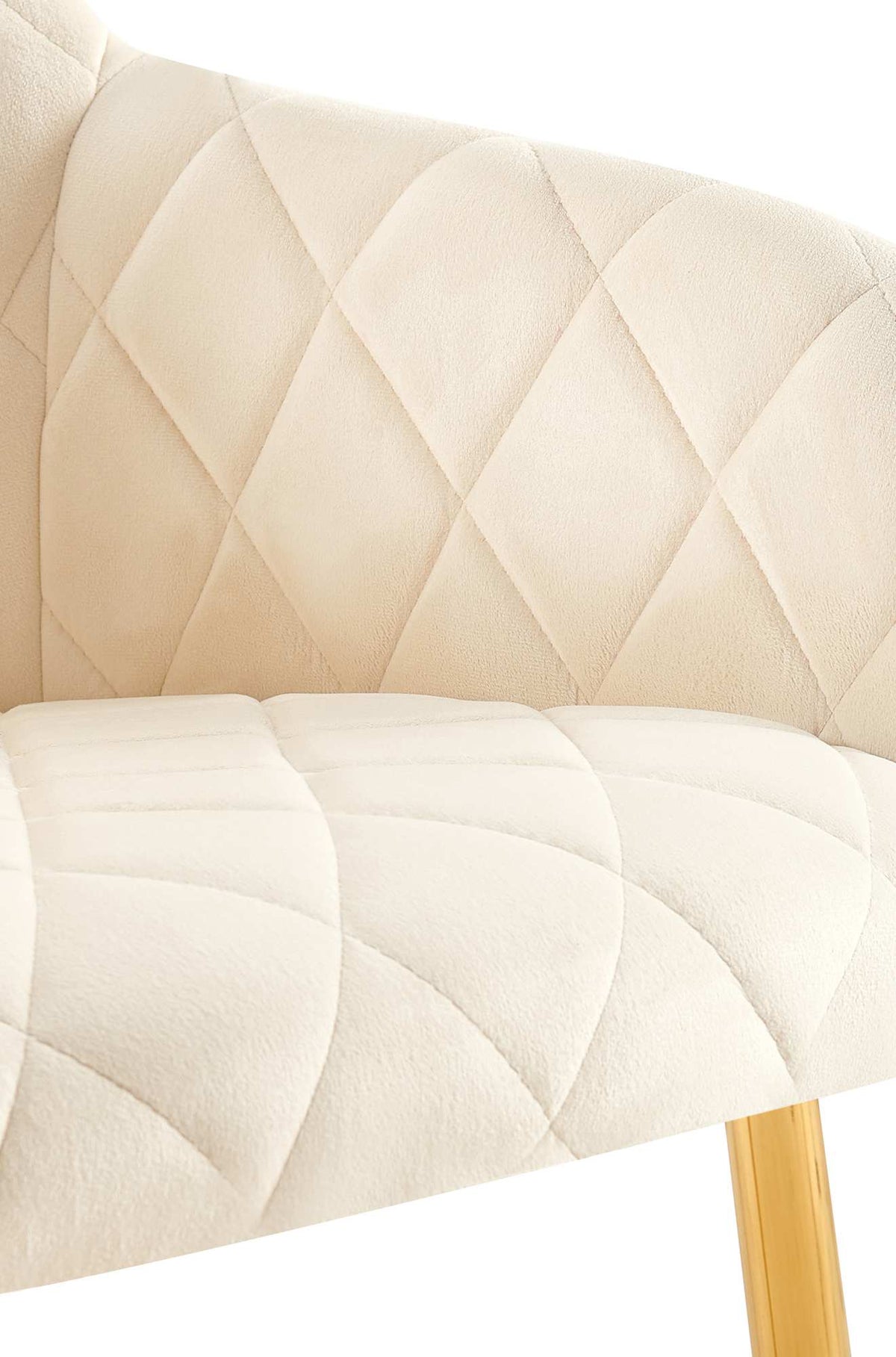 Set van 2 eetkamerstoelen Monett fluweel creme,Metaal Goud creme