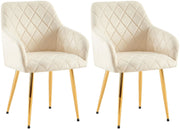 Set van 2 eetkamerstoelen Monett fluweel creme,Metaal Goud creme