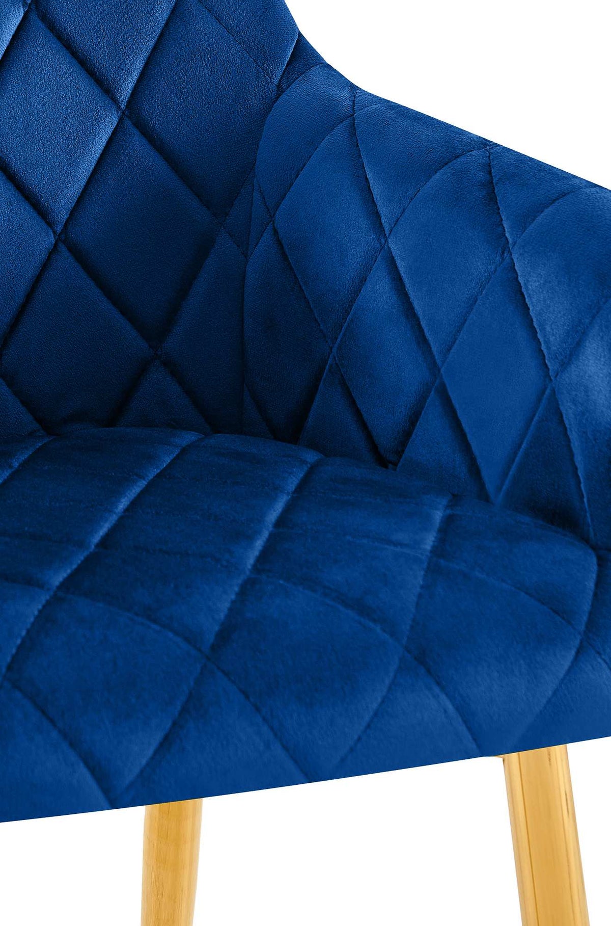 Set van 2 eetkamerstoelen Monett fluweel donkerblauw,Metaal Goud dunkelblau
