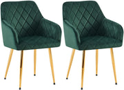 Set van 2 eetkamerstoelen Monett fluweel groen,Metaal Goud grün