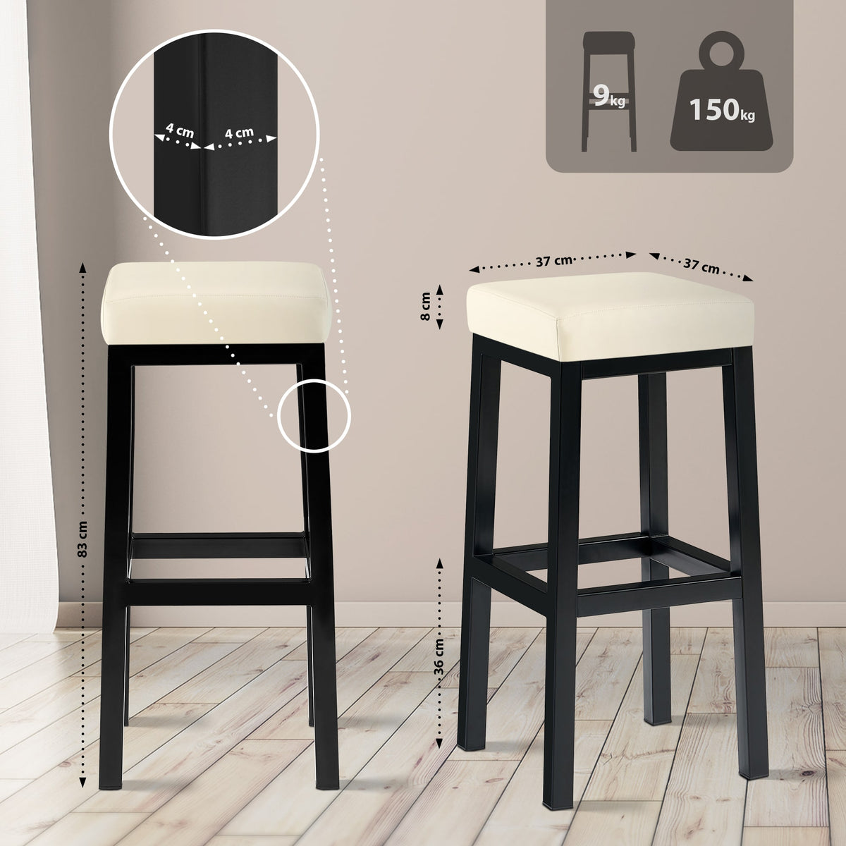 Barhocker Taylor B85 Kunstleder creme