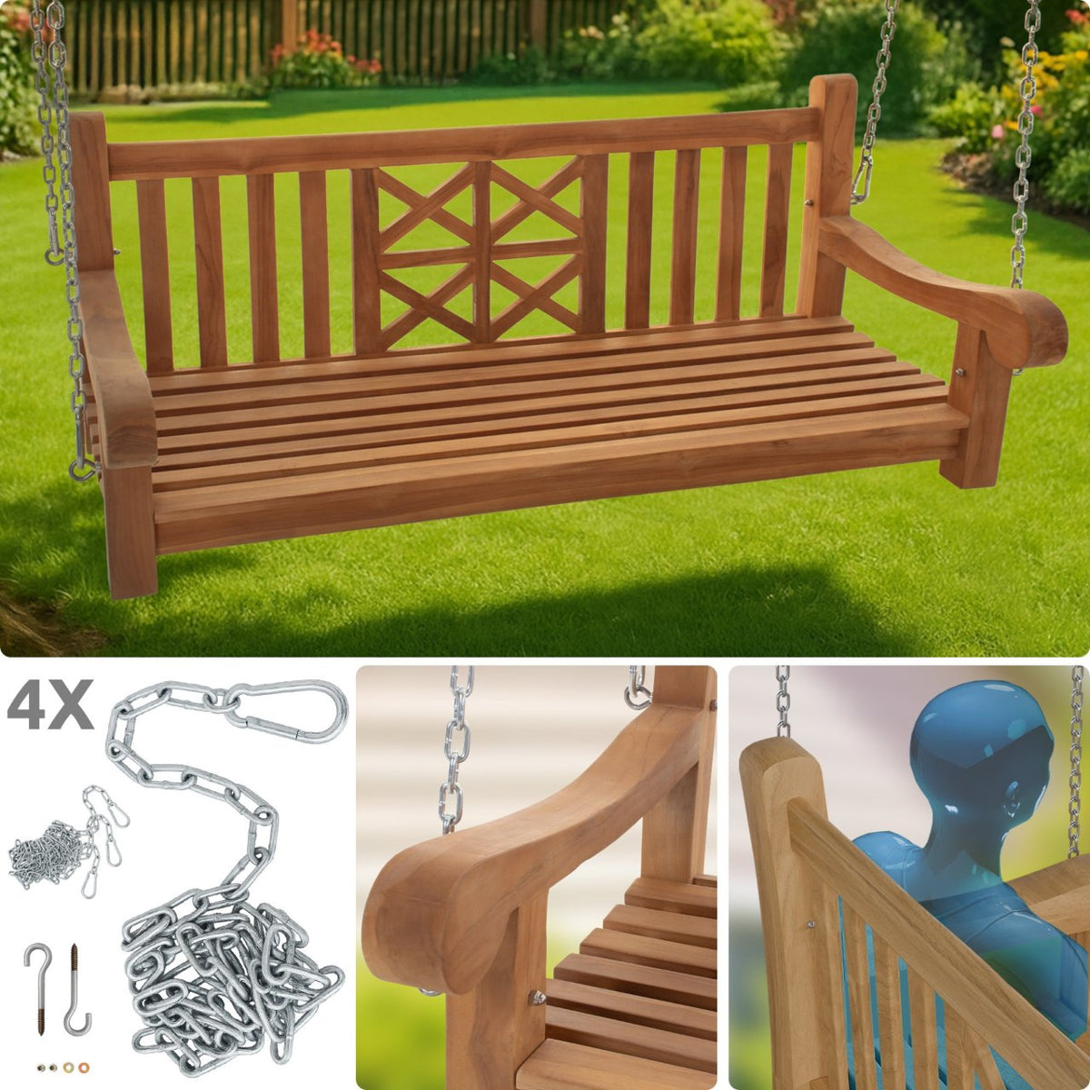 Schommelbank Farm teak,150 cm teak