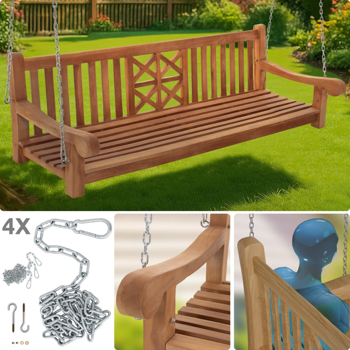 Schommelbank Farm teak,200 cm teak