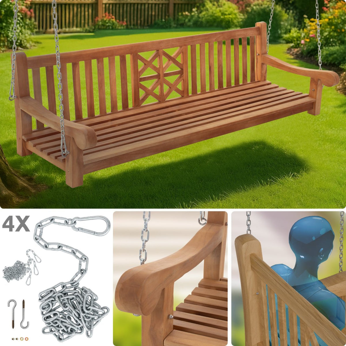 Schommelbank Farm teak,220 cm teak