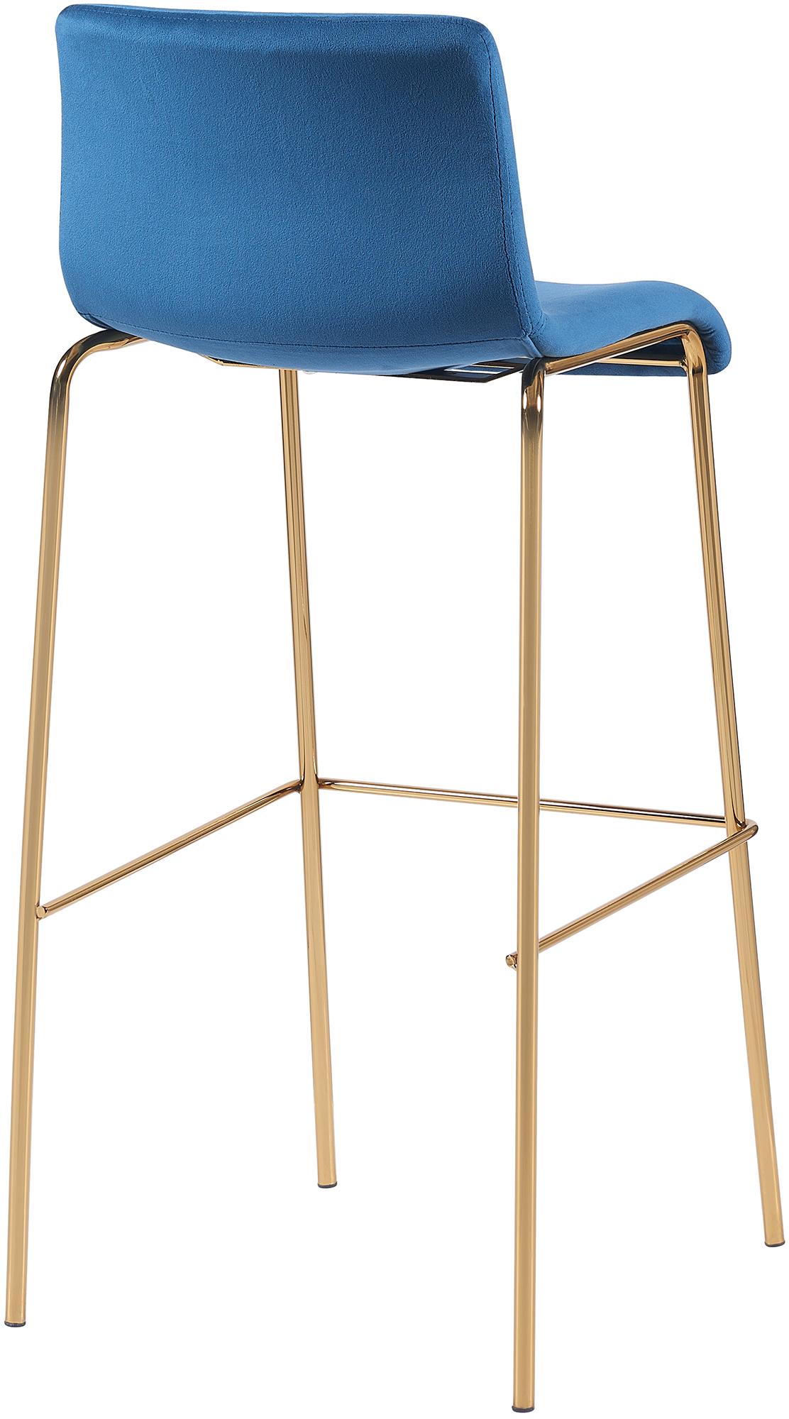 Barkruk Hoover onderstel goud fluweel blauw blau