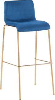 Barkruk Hoover onderstel goud fluweel blauw blau