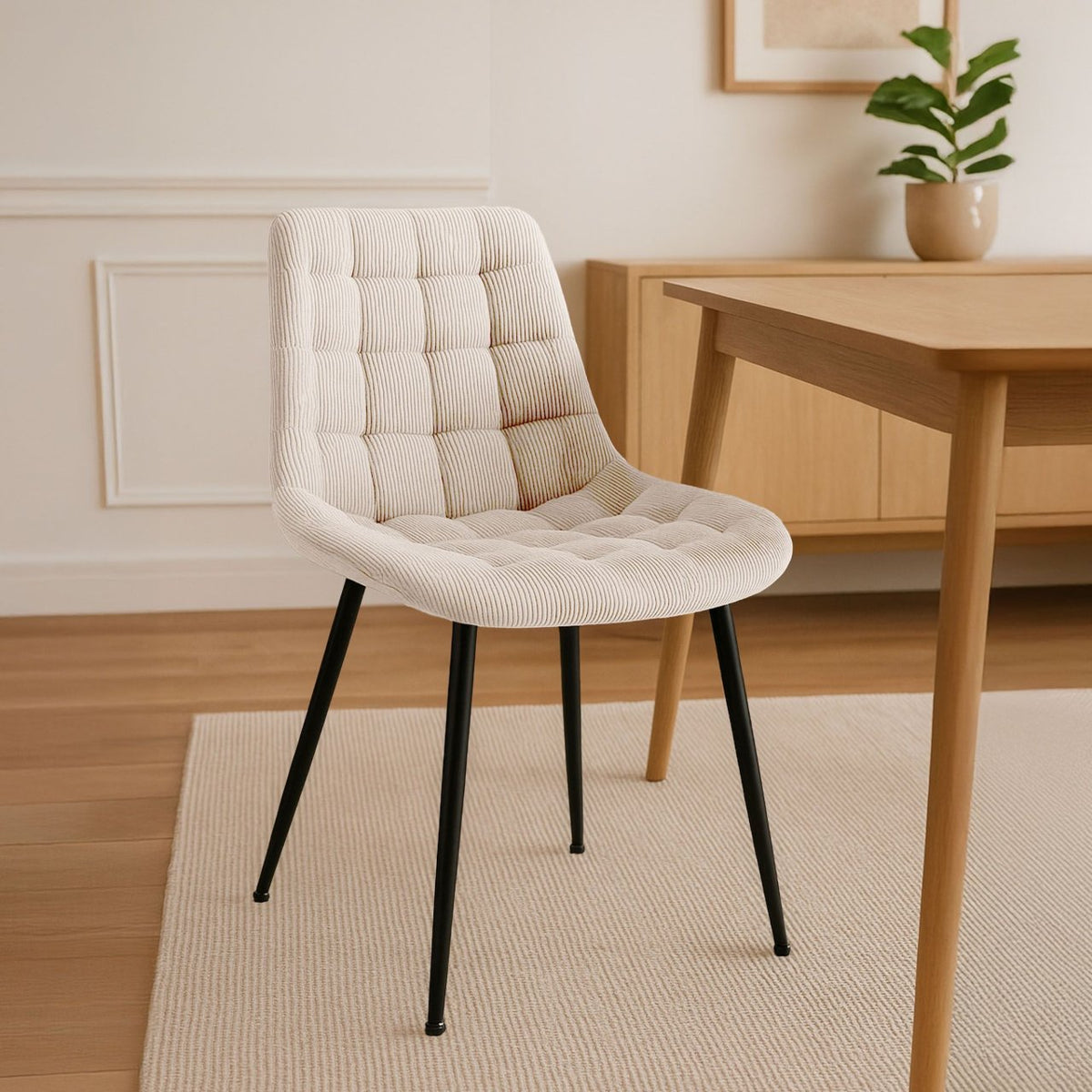 Eetkamerstoel Sardna ribstof creme creme